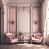 粉色洛可可风格休息区沙发高清图片