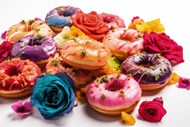 五颜六色花朵甜甜圈高清图片
