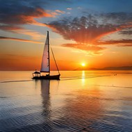 黄昏海上帆船夕阳唯美意境图片大全