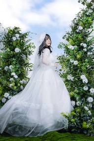 白色婚纱美女一个人婚纱写真高清图片