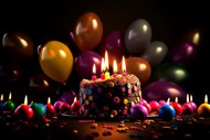 生日气球蜡烛蛋糕图片下载