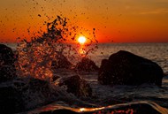 黄昏海岸夕阳美景精美图片