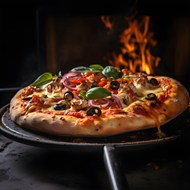 意大利香菇火腿披萨图片下载