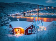 冬季唯美挪威雪景夜景精美图片