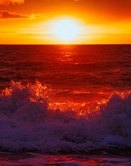 黄昏大海潮起潮落夕阳美景精美图片