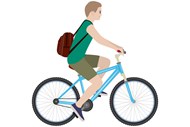 男孩骑自行车卡通插画高清图片