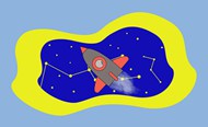 星空星座火箭卡通插画精美图片