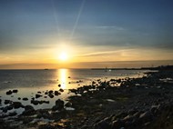 黄昏海岸落日残阳精美图片