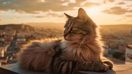暮色黄昏缅因猫写真精美图片