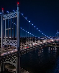 美国纽约曼哈顿跨海大桥建筑夜景图片下载