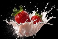 牛奶草莓动感写真图片