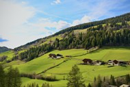 瑞士绿色小山村房屋树林草地风景精美图片
