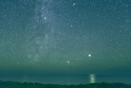 海岸星空仙女座星系写真高清图片