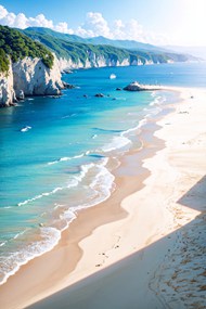 唯美蓝色大海海边沙滩风景图片下载