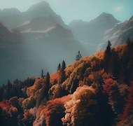 秋天深山老林意境写真高清图片