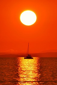 黄昏海上夕阳红写真图片大全