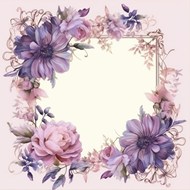 粉紫色淡化花框精美图片