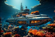 未来科幻风格潜水艇设计写真图片