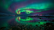 挪威绿色极光写真图片