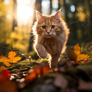 可爱树林奔走的小萌猫精美图片