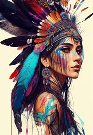 美国印第安人人物肖像彩绘图片下载