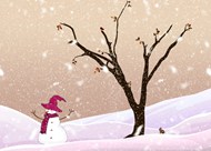 冬季小雪人卡通插画精美图片