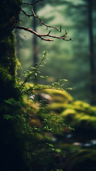 秋天绿色森林树木青苔写真高清图片