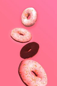 粉色甜甜圈粉色背景写真图片大全