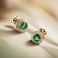 祖母绿绿宝石钻石镶嵌耳钉高清图片