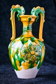 双耳罐彩色陶瓷花瓶写真精美图片
