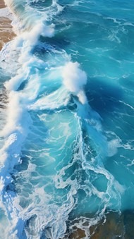 唯美蓝色大海浪花写真高清图片