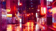 日本东京雨后街道夜景写真图片