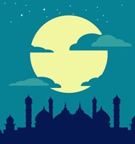 伊斯坦布尔开斋节清真寺建筑卡通插画高清图片
