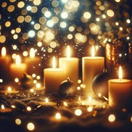 唯美圣诞光晕蜡烛装饰写真图片大全