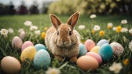 复活节草地彩蛋兔子写真图片大全
