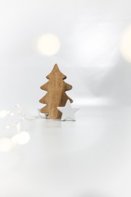 木头雕刻的圣诞树装饰高清图片