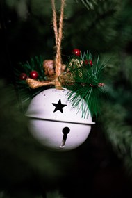 白色圣诞球冷杉装饰写真图片下载