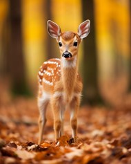 秋季树林野生梅花鹿写真精美图片