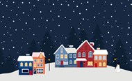 圣诞主题房屋雪景卡通素材精美图片