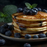 蓝莓煎饼早餐美食写真图片