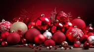 红色喜气圣诞节彩球写真图片下载