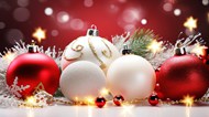 红色白色圣诞彩球写真图片