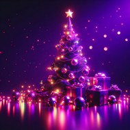 圣诞节唯美圣诞树紫色风格装扮高清图片
