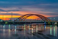日暮黄昏城市桥梁建筑写真精美图片