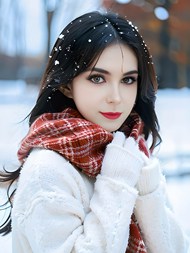 浪漫冬季雪天浓眉大眼日本美女图片大全