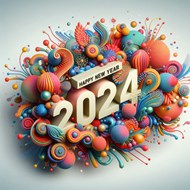 2024年新年创意立体数字设计图片下载