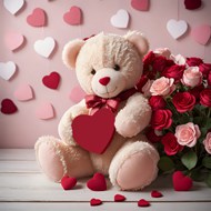 情人节泰迪熊玩偶玫瑰花写真精美图片