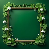 绿色幸运草边框背景精美图片