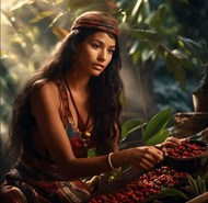 剥咖啡豆的非洲美女高清图片