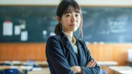 站在教室里的日本教师美女高清图片